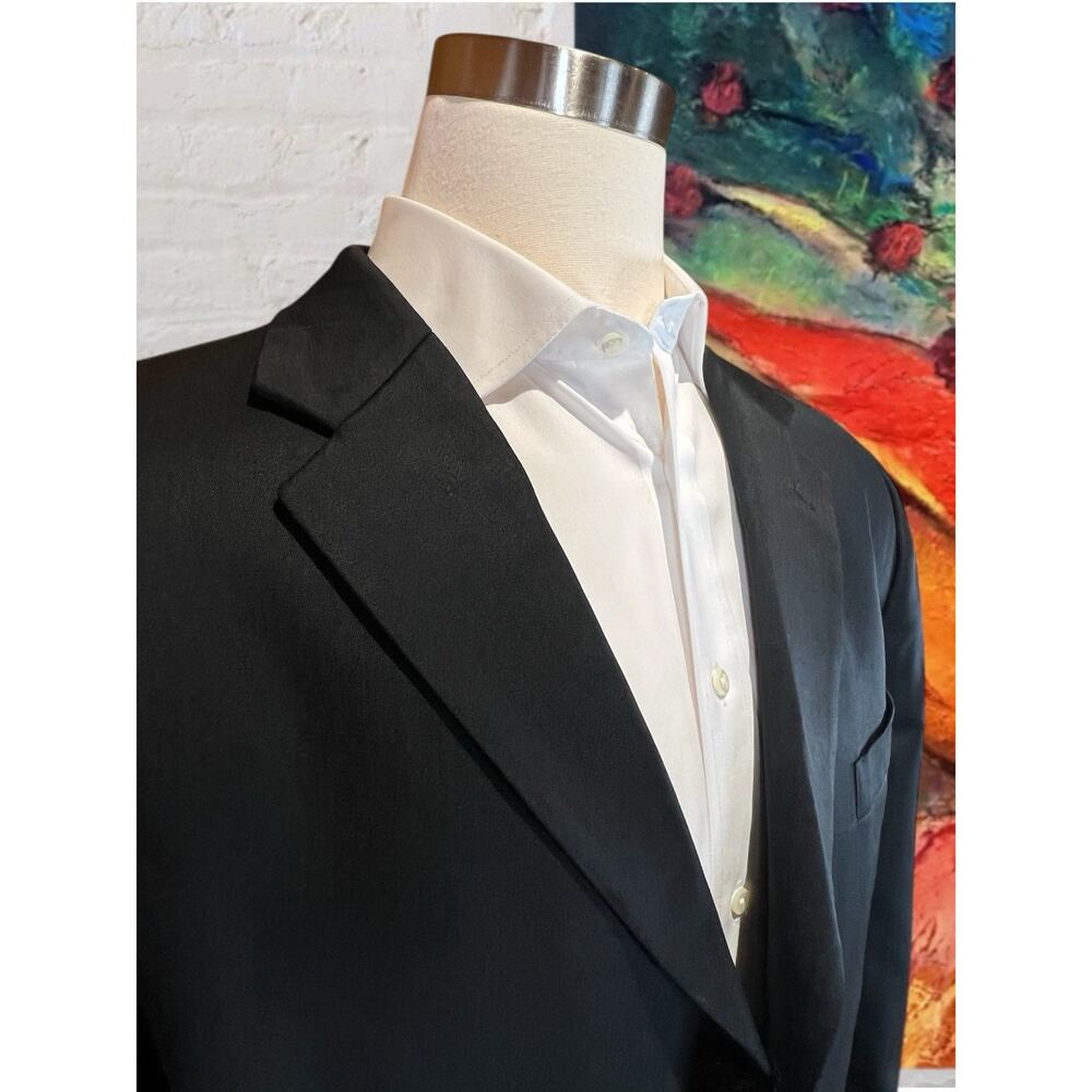 Jones New York Mens 46R Solid Black Blazer Sport Suit Jacket 3/2 Roll - Picture 4 of 15